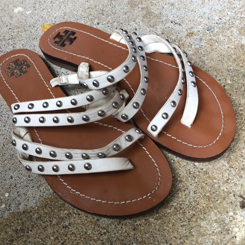 Tory Burch white studded sandal